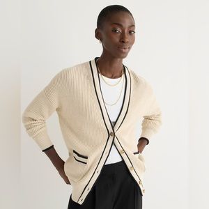 NWT J.Crew NEW Tipped V-neck Cotton Cardigan Sweater